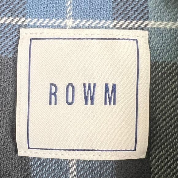 ROWM Flannel shirt men’s Large button up long sleeve blue plaid - Picture 4 of 7